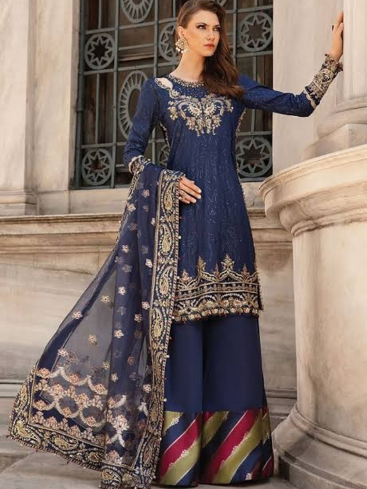 Stitched Chiffon 3 Piece Bell Bottom Sharara Set!